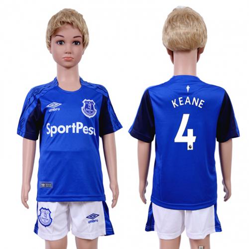 Everton #4 Keane Home Kid Soccer Club Jersey - Click Image to Close